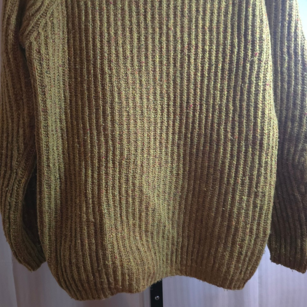 Faherty Wool Alpaca Mockneck Sweater XS Ribbed Fisherman Knit Olive Brown Rustic - Picture 7 of 11